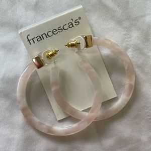 Light pink and gold rose quartz colored hoop earrings